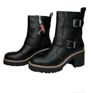 NWOB Blondo Waterproof 'Reno' Black Leather Combat Boots New Size 8.5